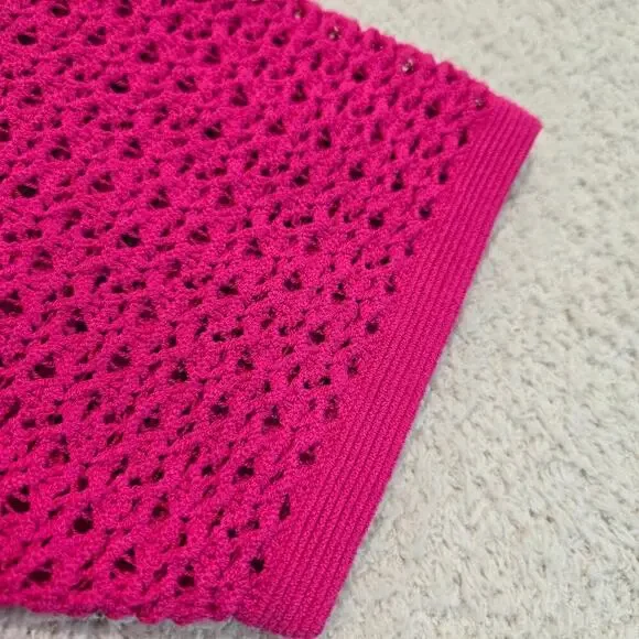 Banana Republic Fuschia Pink Open Knit Sweater Dress with Underslip Size M - Picture 6 of 12